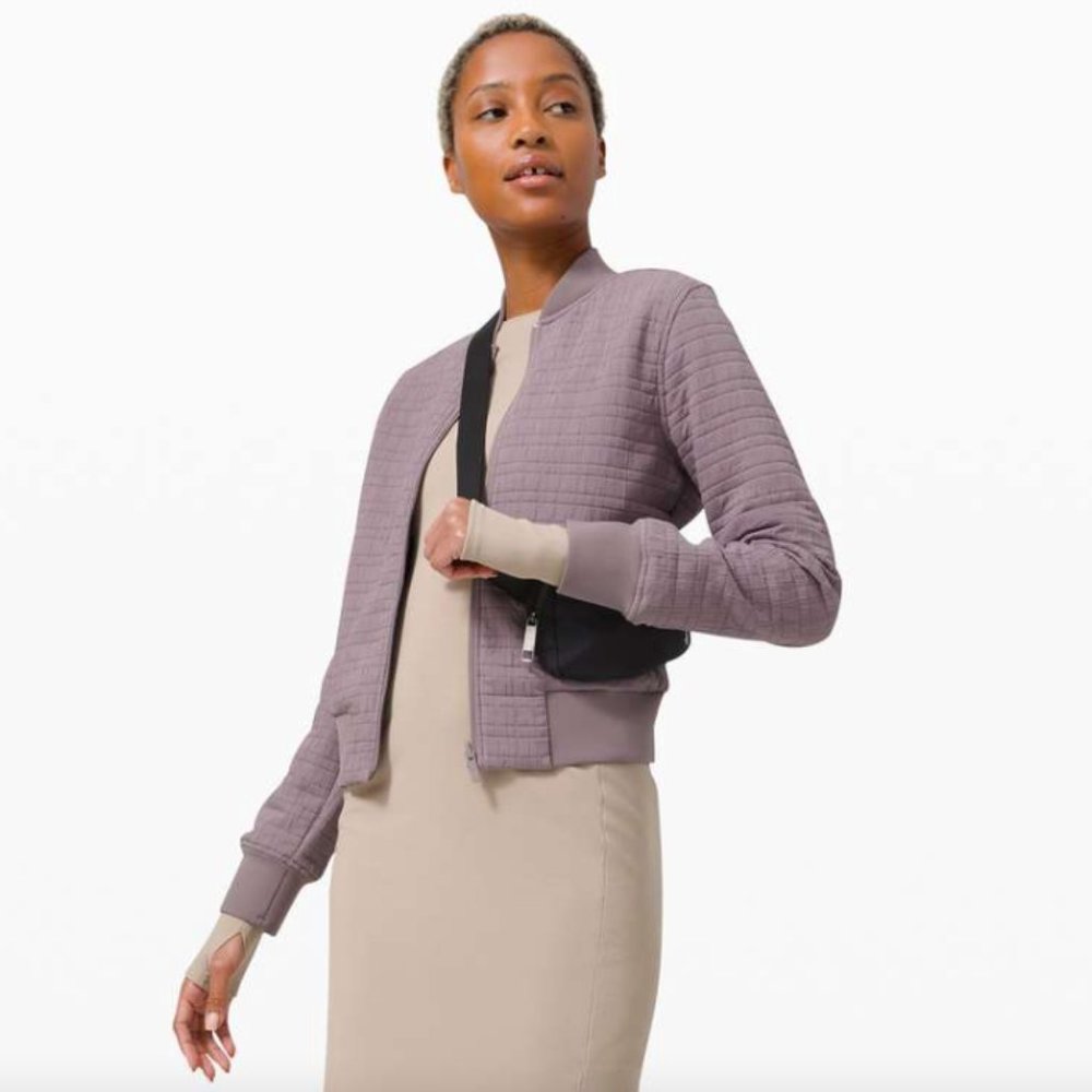 Quilted Mauve Bomber Jacket - Women's Lightweight Layer